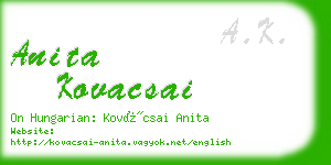 anita kovacsai business card